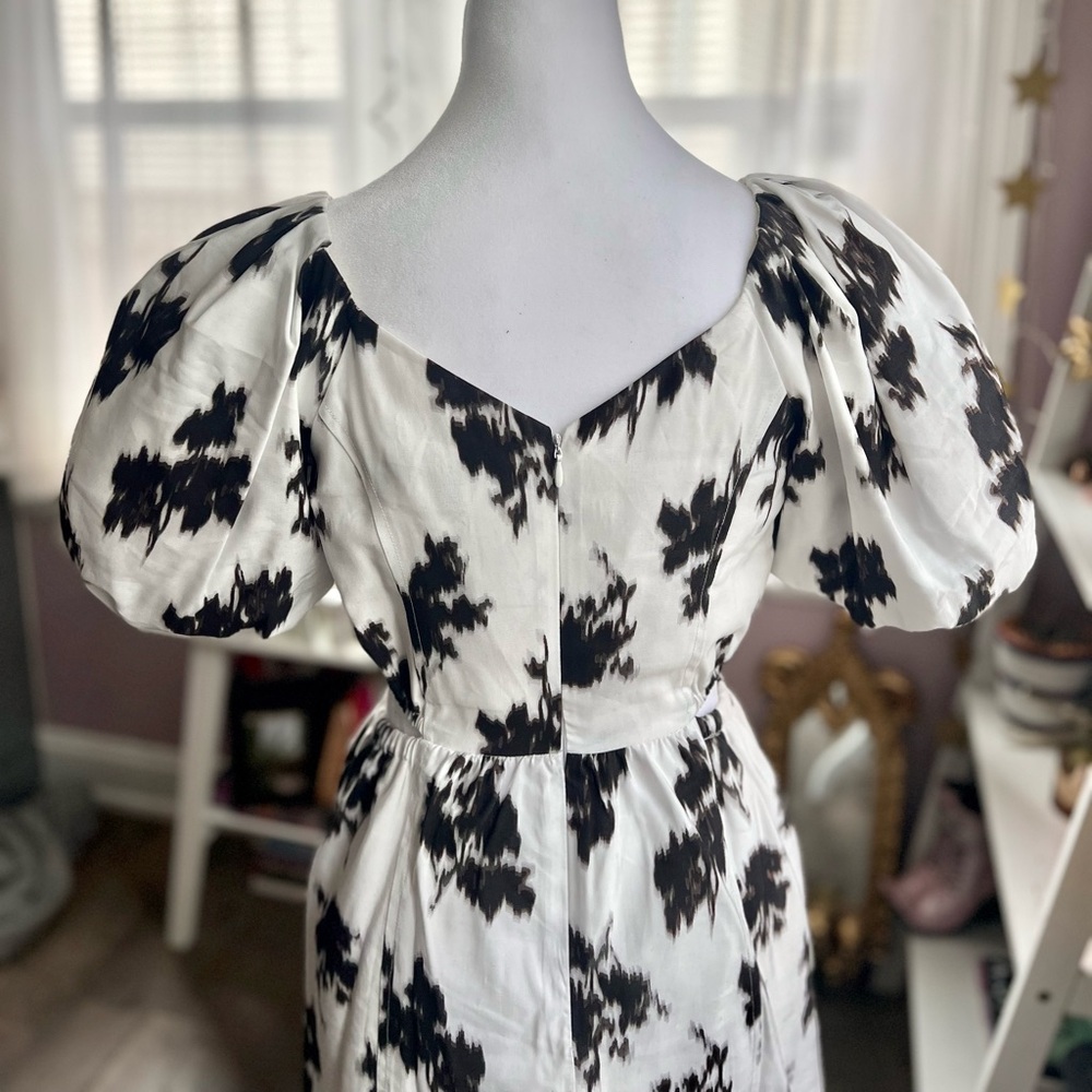 Prabal Gurung Black and White Puff Sleeve Mini Dress - Picture 5 of 7